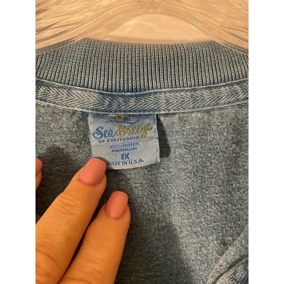 Sea Breeze Pullover Shirt Resort Wear Size 1X Teal Green Stone Washed - Picture 5 of 8